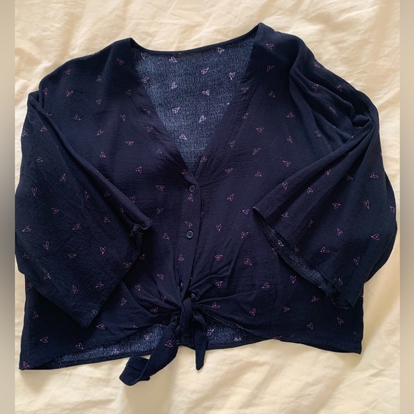 Black blouse with tie in front - Picture 3 of 4